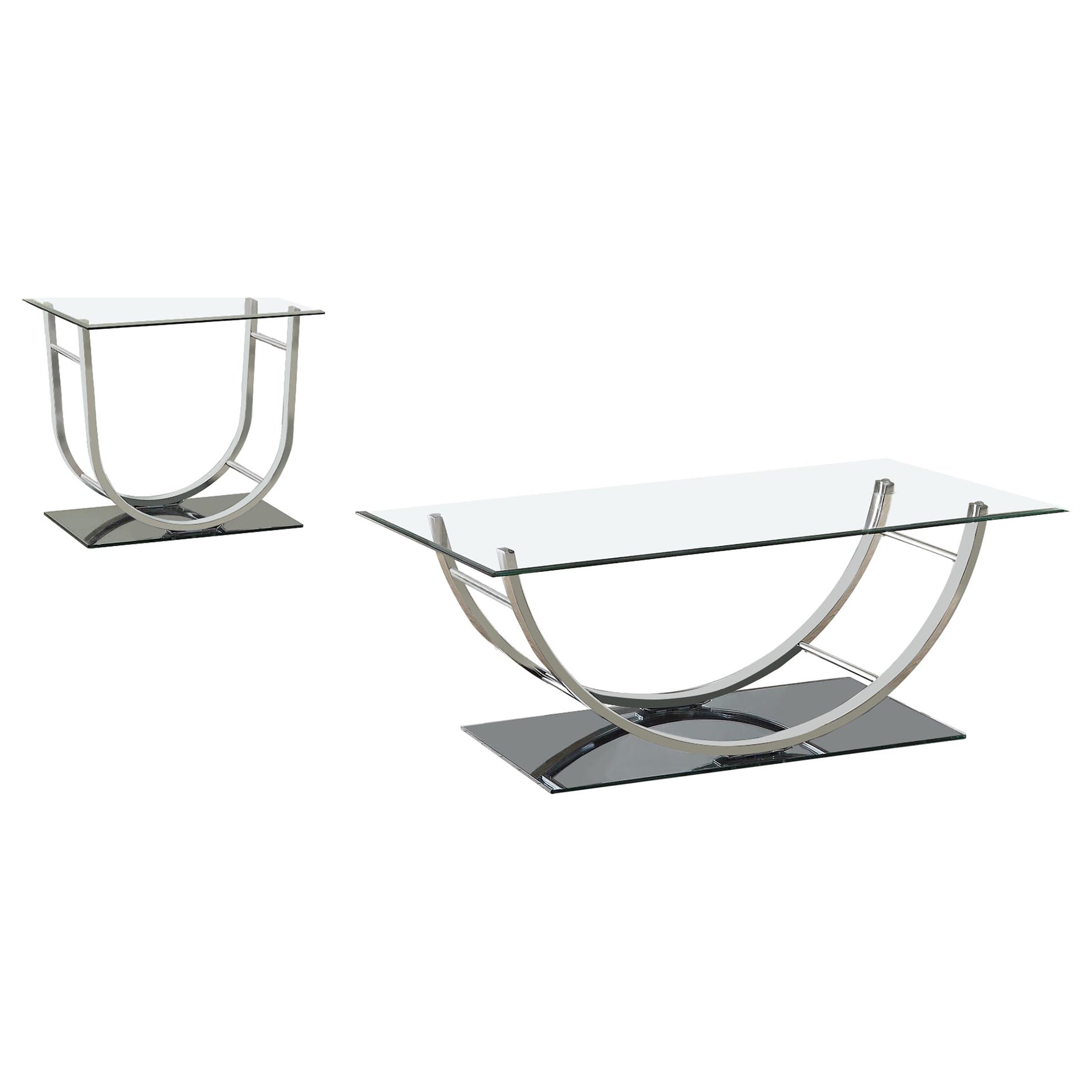 Danville 2-piece Glass Top Coffee and End Table Set Chrome - Tampa Furniture Outlet