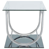 Danville 2-piece Glass Top Coffee and End Table Set Chrome - Tampa Furniture Outlet