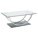 Danville 2-piece Glass Top Coffee and End Table Set Chrome - Tampa Furniture Outlet