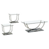 Danville 3-piece Glass Top Coffee and End Table Set Chrome - Tampa Furniture Outlet