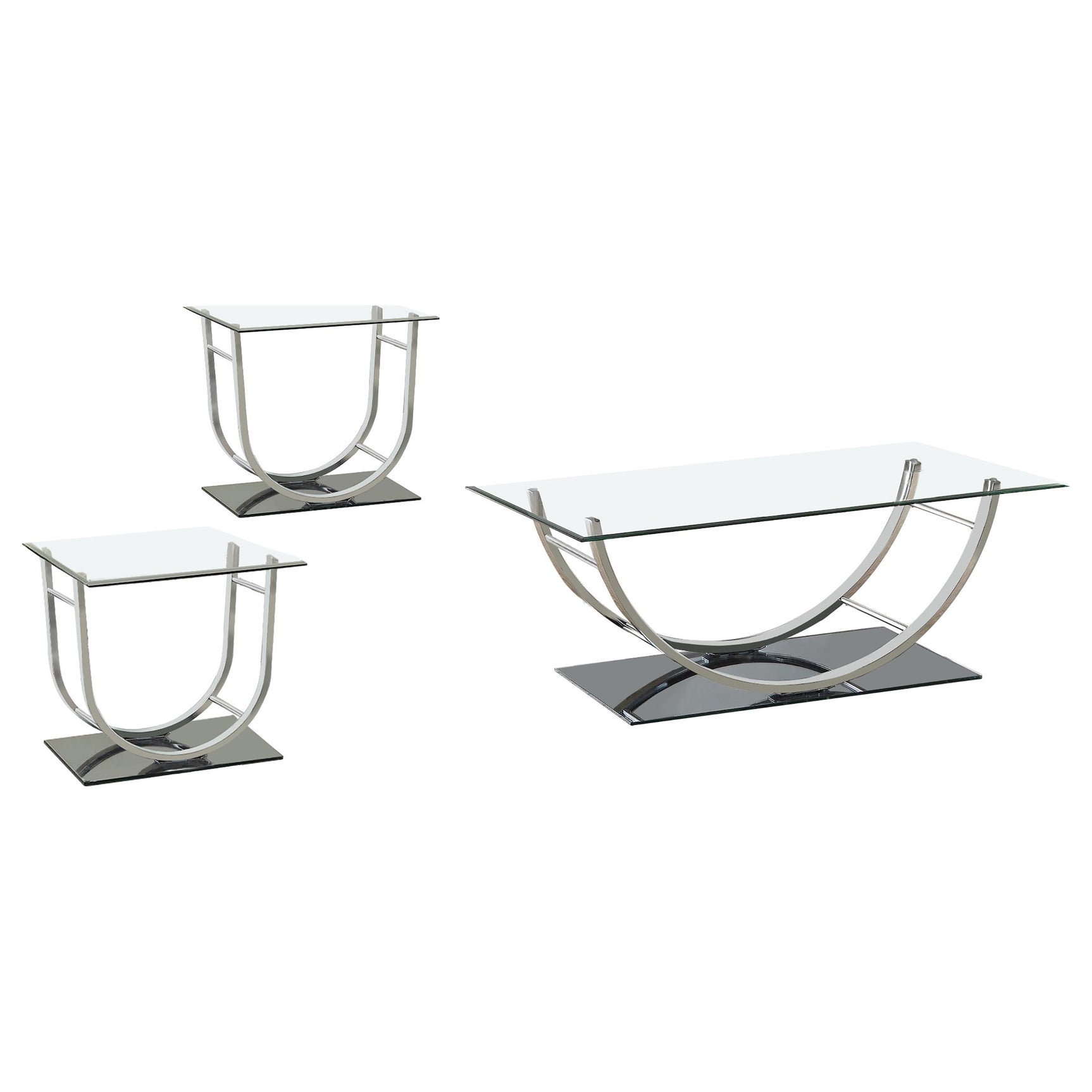 Danville 3-piece Glass Top Coffee and End Table Set Chrome - Tampa Furniture Outlet