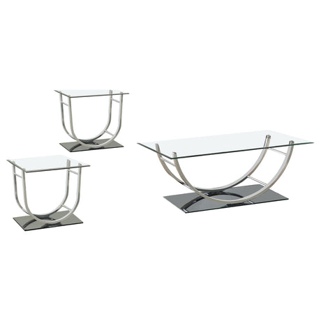 Danville 3-piece Glass Top Coffee and End Table Set Chrome - Tampa Furniture Outlet