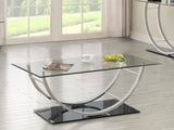 Danville Rectangular U-Shaped Glass Top Coffee Table Chrome - Tampa Furniture Outlet