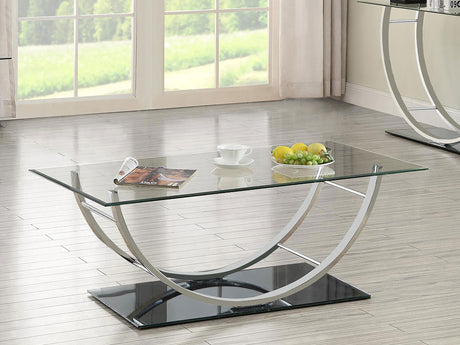 Danville Rectangular U-Shaped Glass Top Coffee Table Chrome - Tampa Furniture Outlet