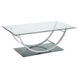 Tampa Furniture Outlet - Coaster - Danville Rectangular U-Shaped Glass Top Coffee Table Chrome - 704988