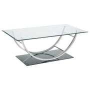 Tampa Furniture Outlet - Coaster - Danville Rectangular U-Shaped Glass Top Coffee Table Chrome - 704988