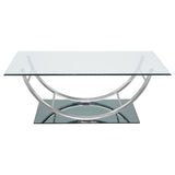 Danville Rectangular U-Shaped Glass Top Coffee Table Chrome - Tampa Furniture Outlet