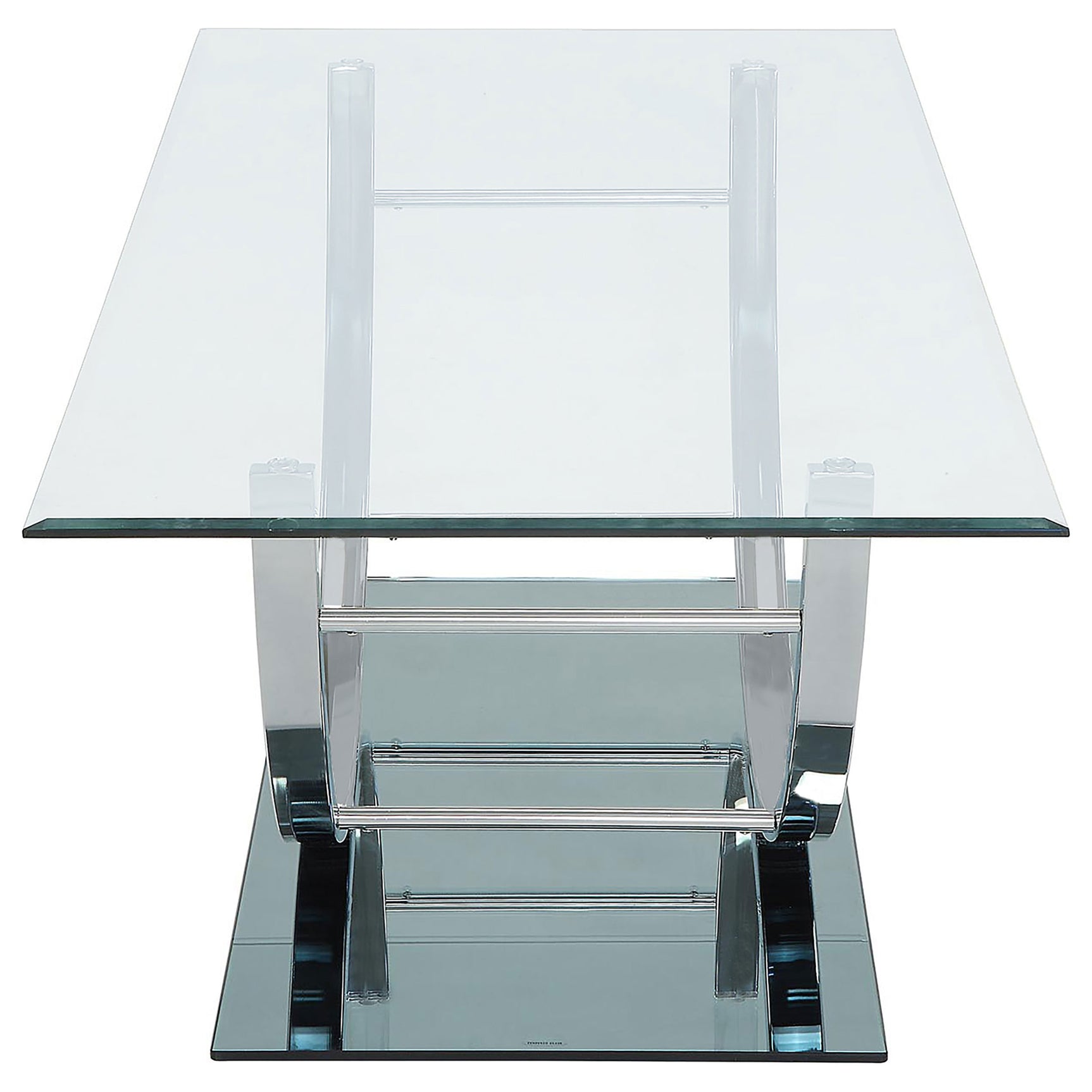 Danville Rectangular U-Shaped Glass Top Coffee Table Chrome - Tampa Furniture Outlet