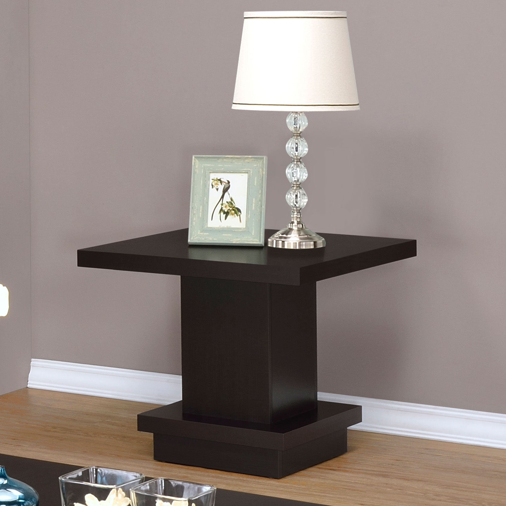 Reston Square Engineered Wood Side End Table Cappuccino - Tampa Furniture Outlet
