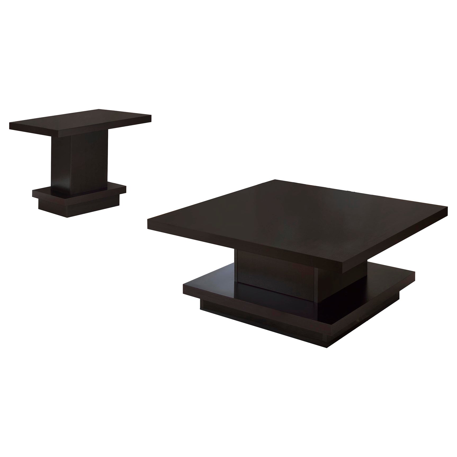 Reston 2-piece Square Coffee and End Table Set Cappuccino - Tampa Furniture Outlet