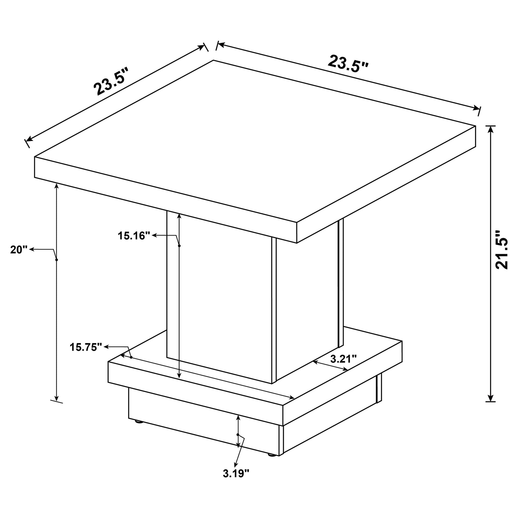 Reston 2-piece Square Coffee and End Table Set Cappuccino - Tampa Furniture Outlet