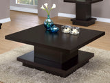 Reston Square Engineered Wood Coffee Table with Casters Cappuccino - Tampa Furniture Outlet