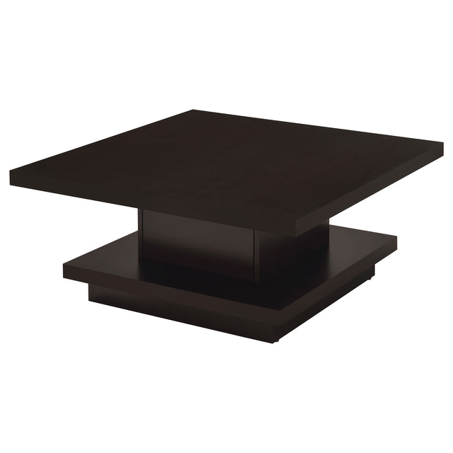 Tampa Furniture Outlet - Coaster - Reston Square Engineered Wood Coffee Table with Casters Cappuccino - 705168