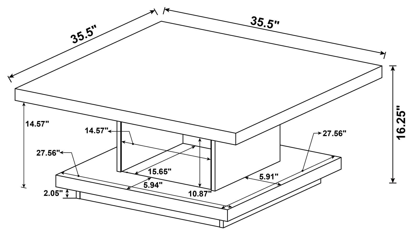 Reston Square Engineered Wood Coffee Table with Casters Cappuccino - Tampa Furniture Outlet