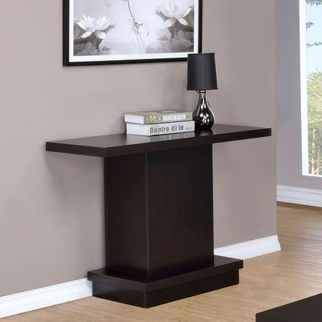 Reston Engineered Wood Pedestal Console Table Cappuccino - Tampa Furniture Outlet