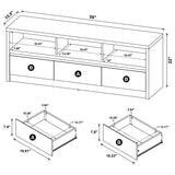 Rutland 59-inch 3-drawer TV Stand Media Console Black - Tampa Furniture Outlet