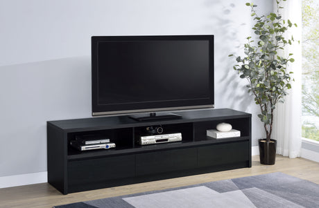 Rutland 78-inch 3-drawer TV Stand Media Console Black - Tampa Furniture Outlet