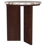 Jenna Round Marble Top Mango Wood Side End Table Brown
