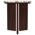 Tampa Furniture Outlet - Coaster - Jenna Round Marble Top Mango Wood Side End Table Brown - 706167