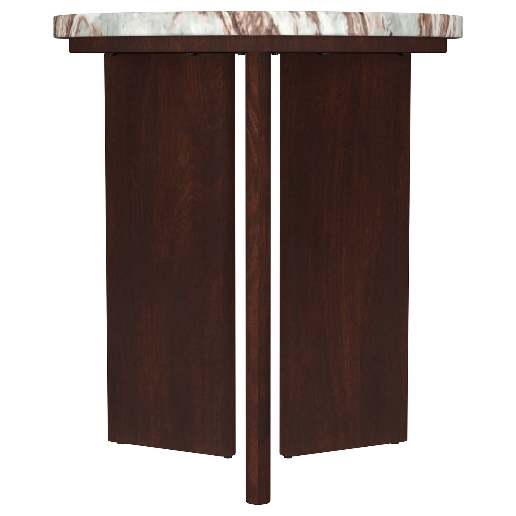 Tampa Furniture Outlet - Coaster - Jenna Round Marble Top Mango Wood Side End Table Brown - 706167