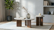 Tampa Furniture Outlet - Coaster - Jenna 2-piece Round Marble Top Coffee Table Set Brown - 706168-S2