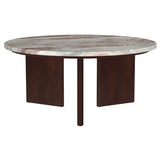 Jenna 2-piece Round Marble Top Coffee Table Set Brown