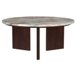Tampa Furniture Outlet - Coaster - Jenna 35-inch Round Marble Top Cocktail Coffee Table Brown - 706168