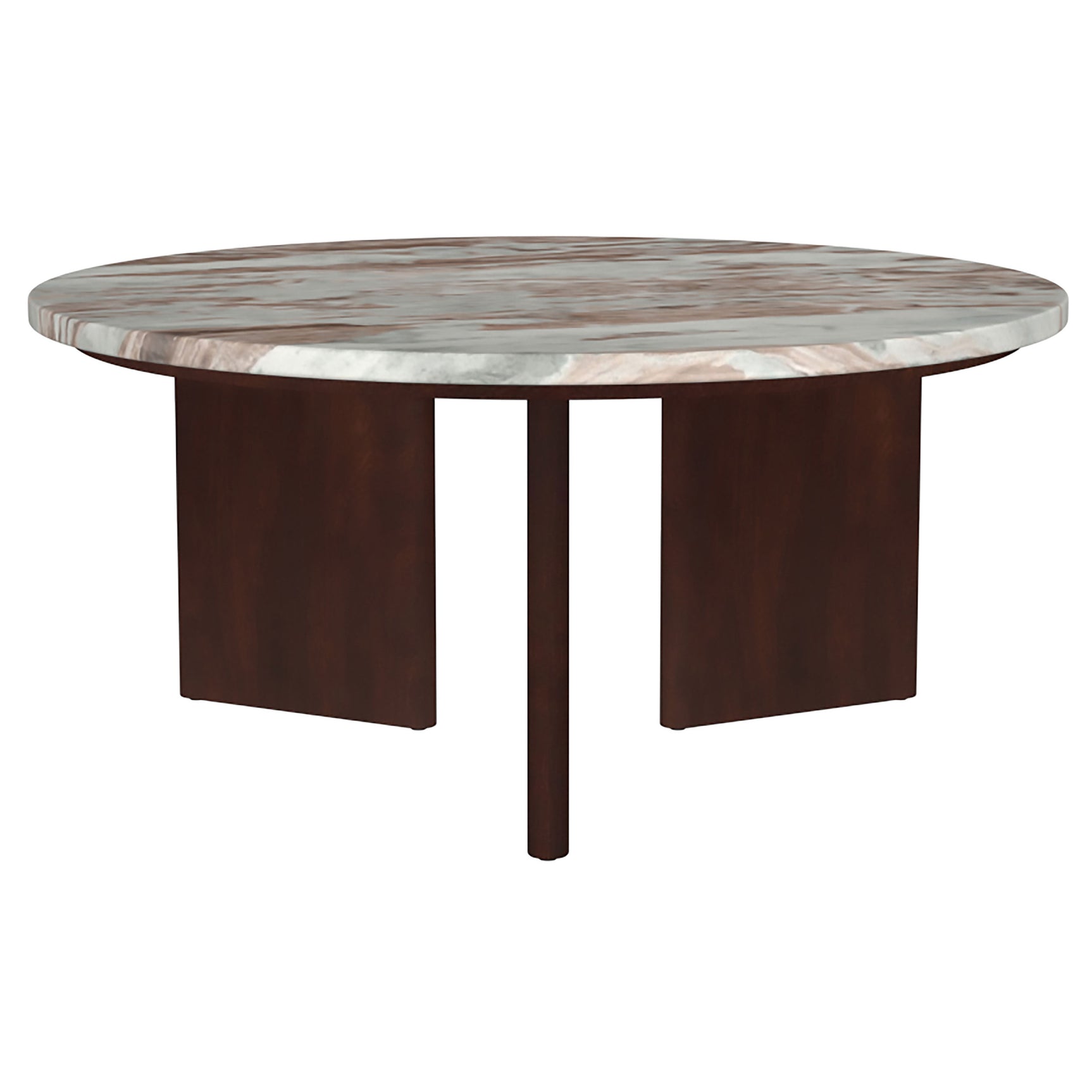 Tampa Furniture Outlet - Coaster - Jenna 35-inch Round Marble Top Cocktail Coffee Table Brown - 706168