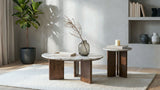 Jenna 35-inch Round Marble Top Cocktail Coffee Table Brown