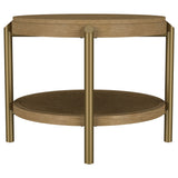 Arini Round End Side Table With Storage Shelf Sand Wash - Tampa Furniture Outlet