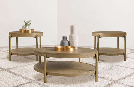 Tampa Furniture Outlet - Coaster - Arini 3-piece Round Coffee and End Table Set Sand Wash - 706188-S3