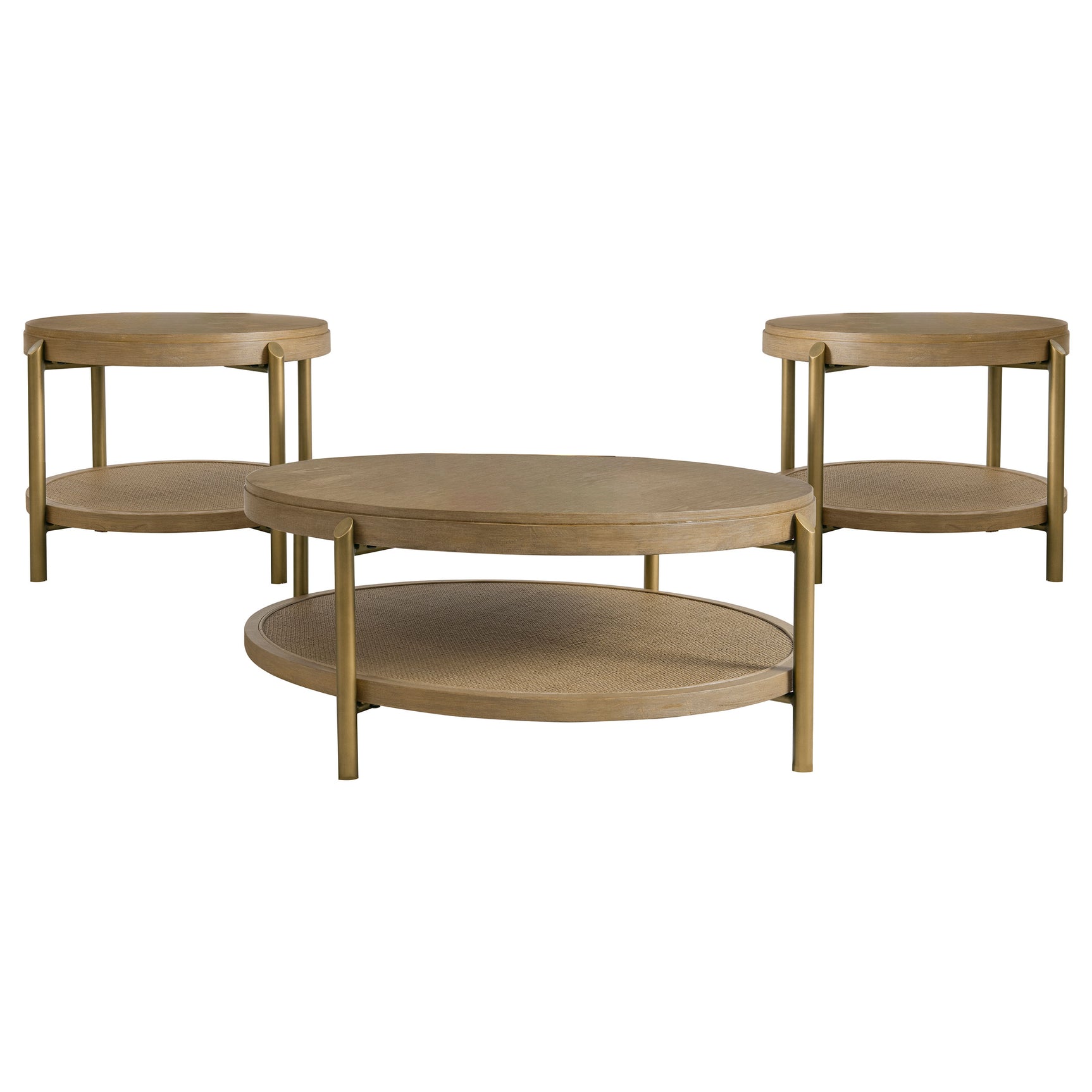 Arini 3-piece Round Coffee and End Table Set Sand Wash - Tampa Furniture Outlet