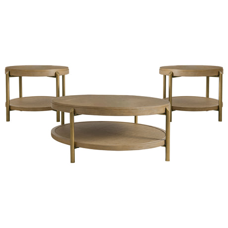 Arini 3-piece Round Coffee and End Table Set Sand Wash - Tampa Furniture Outlet