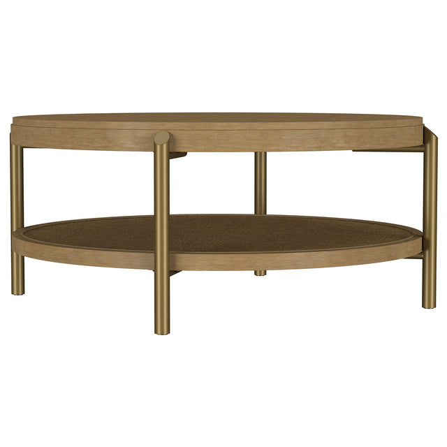 Tampa Furniture Outlet - Coaster - Arini Round Coffee Table With Storage Shelf Sand Wash - 706188