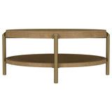 Arini Round Coffee Table With Storage Shelf Sand Wash - Tampa Furniture Outlet