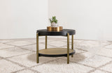 Arini Round End Side Table With Storage Shelf Black - Tampa Furniture Outlet