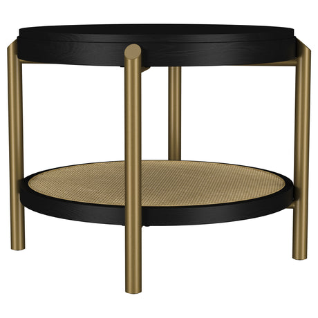 Tampa Furniture Outlet - Coaster - Arini Round End Side Table With Storage Shelf Black - 706197