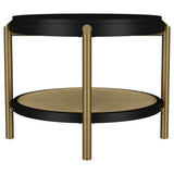 Arini Round End Side Table With Storage Shelf Black - Tampa Furniture Outlet