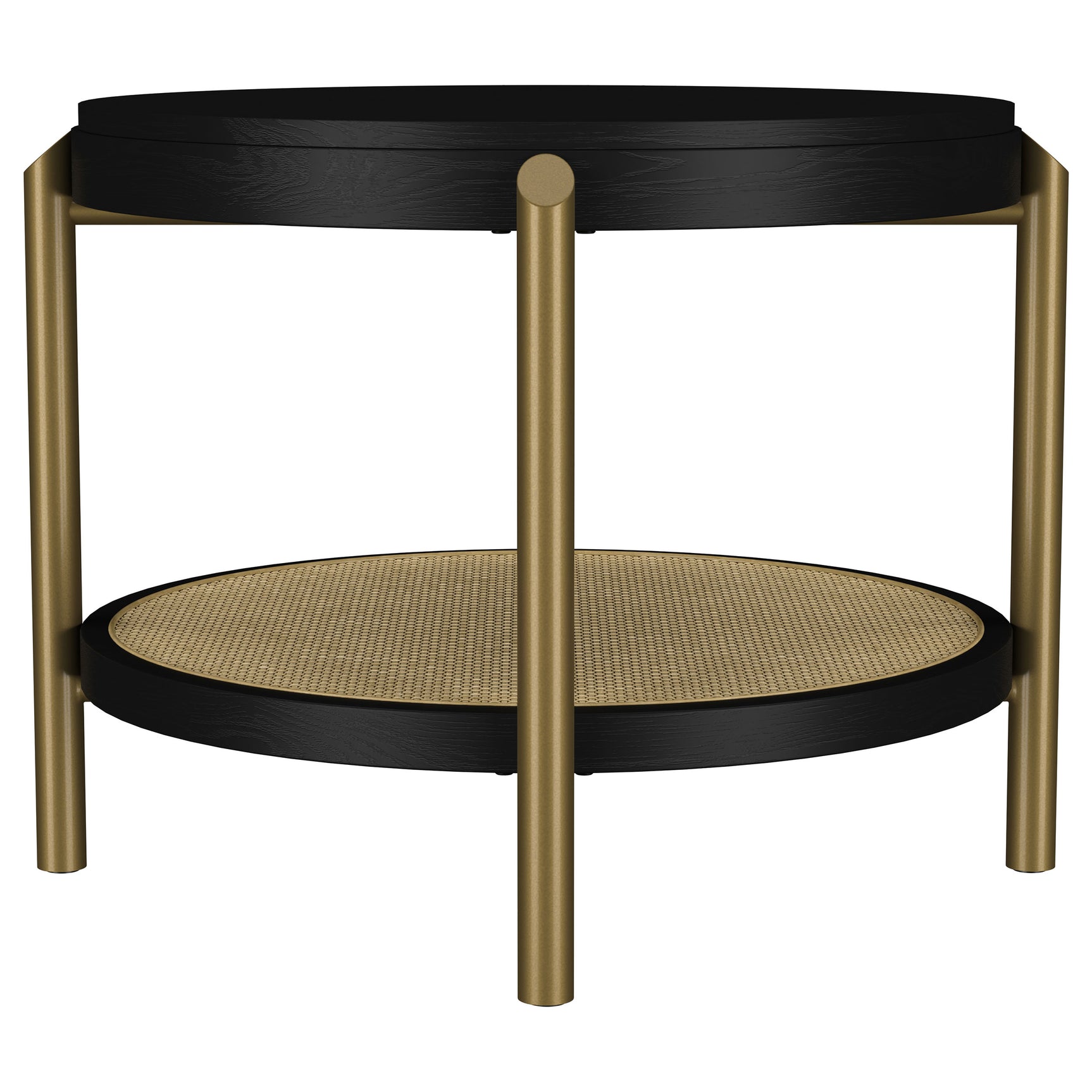Arini Round End Side Table With Storage Shelf Black - Tampa Furniture Outlet