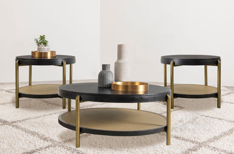 Tampa Furniture Outlet - Coaster - Arini 3-piece Round Coffee and End Table Set Black - 706198-S3