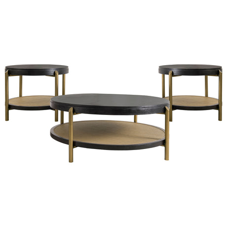 Arini 3-piece Round Coffee and End Table Set Black - Tampa Furniture Outlet