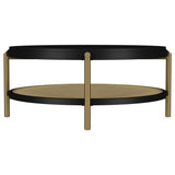 Arini Round Coffee Table With Storage Shelf Black - Tampa Furniture Outlet