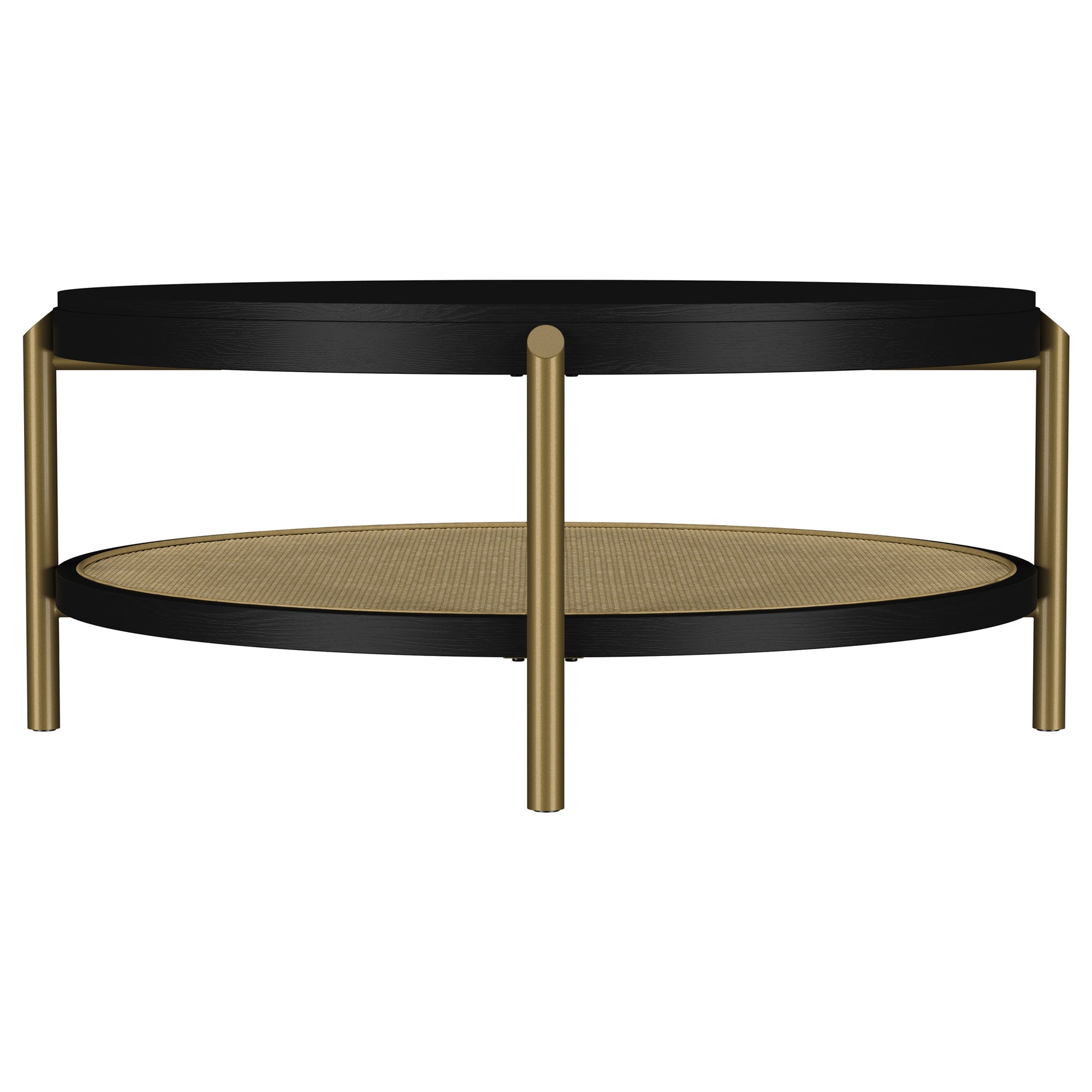Arini Round Coffee Table With Storage Shelf Black - Tampa Furniture Outlet