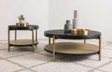 Arini Round Coffee Table With Storage Shelf Black - Tampa Furniture Outlet