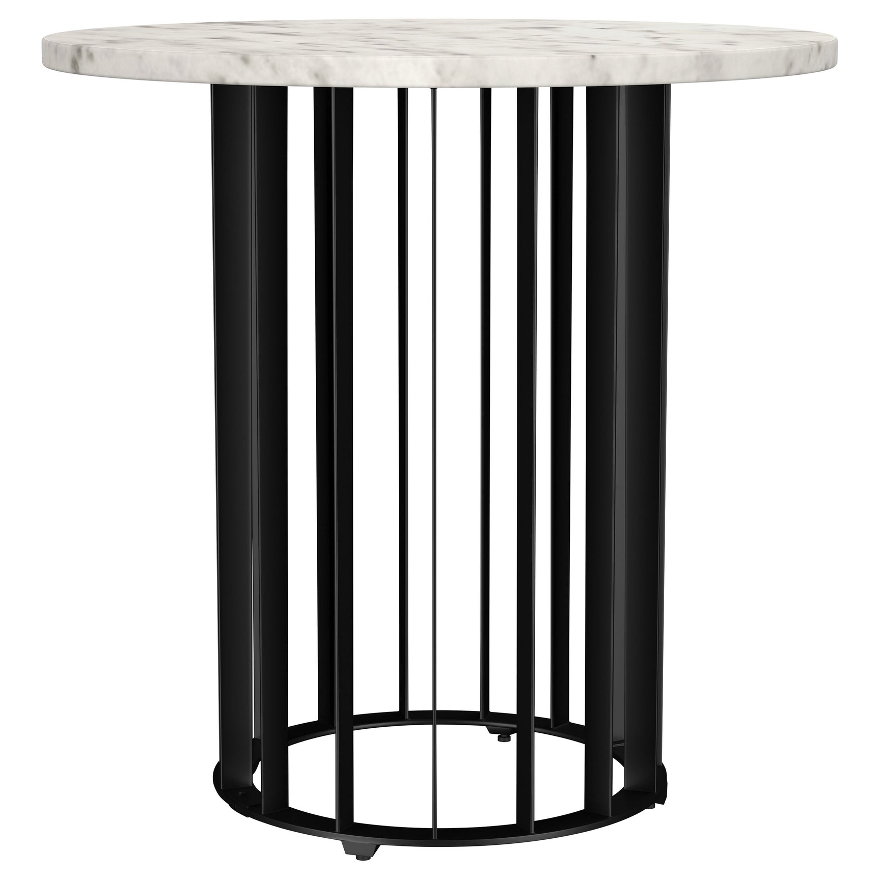 Tampa Furniture Outlet - Coaster - Haven Round Genuine White Marble Top End Side Table Black - 706207