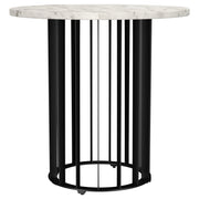 Tampa Furniture Outlet - Coaster - Haven Round Genuine White Marble Top End Side Table Black - 706207