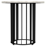 Haven Round Genuine White Marble Top End Side Table Black - Tampa Furniture Outlet