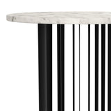 Haven Round Genuine White Marble Top End Side Table Black - Tampa Furniture Outlet