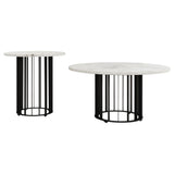 Haven 2-piece Round Marble Coffee and End Table Set Black - Tampa Furniture Outlet