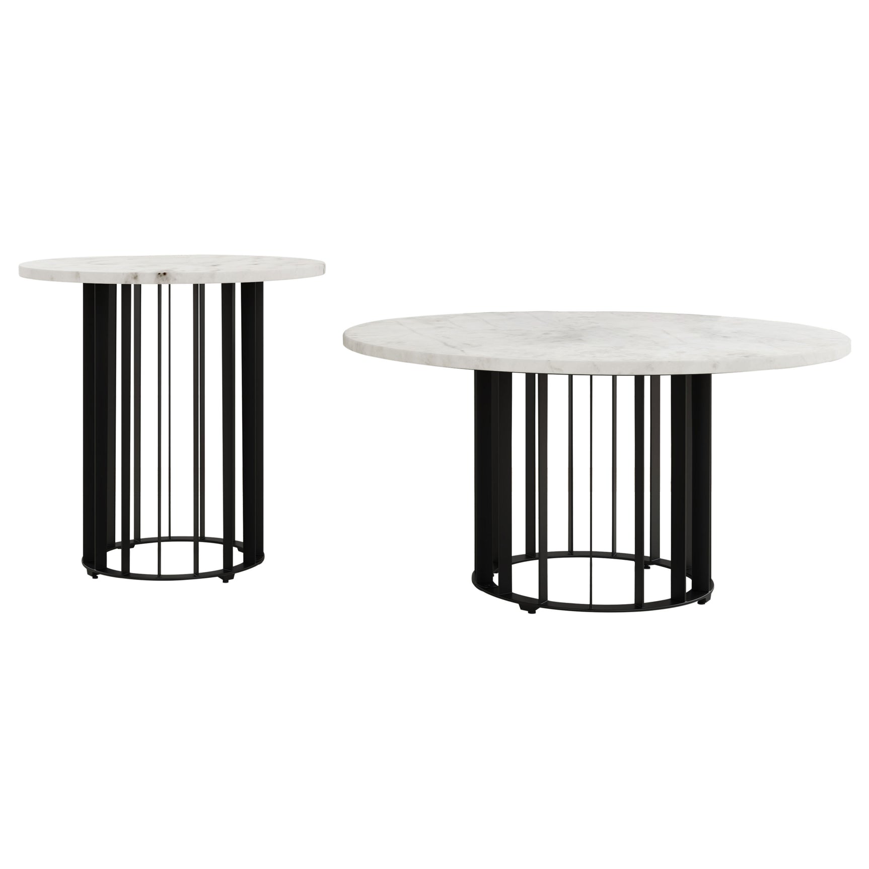 Haven 2-piece Round Marble Coffee and End Table Set Black - Tampa Furniture Outlet